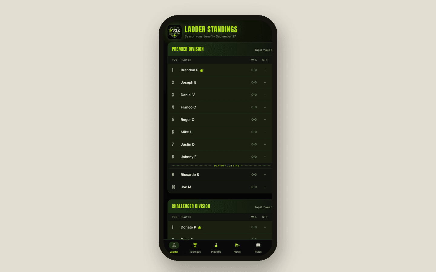 VTLL — A league in your pocket.